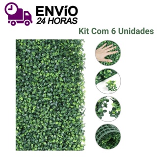 Kit 6 Placas De Grama Artificial Para Decoração Verde Com Tapete De Plantas Buchinho - 40x60cm - Perfeito Para Ambientes Coloridos