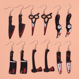 Personalidade Moda Faca De Cozinha Acrílica Pingente Brincos Para Mulheres Simulado Brinco De Sangue Halloween