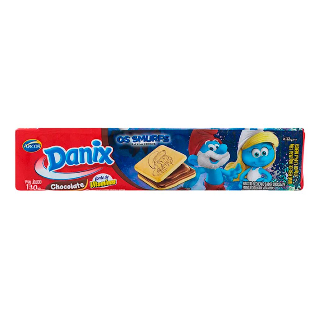 Biscoito Recheado Danix Smurfs Sabor Chocolate 130g | Shopee Brasil