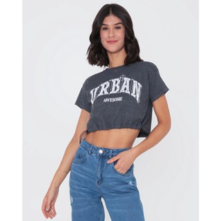 Blusa Cropped Feminina Urban Mescla Escuro