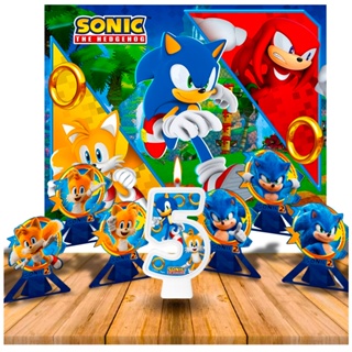 Kit Festa Aniversário Prata Painel + Display Sonic Filme