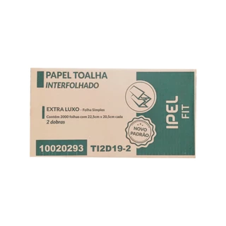 Papel Toalha Interfolha 2 Dobras Folha Simples Fit Extra Luxo 2.000 folhas Ipel
