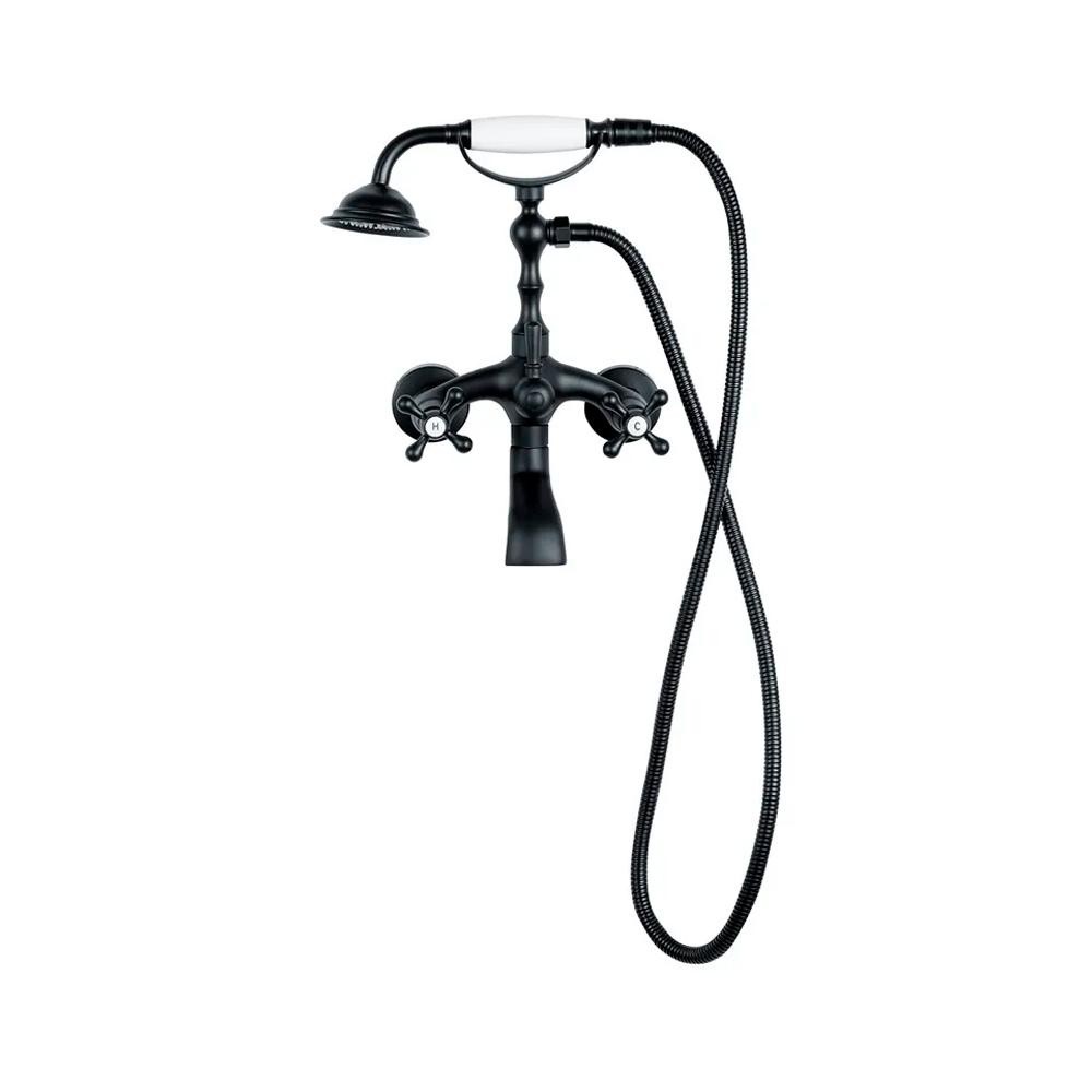 Misturador Duplo Comando De Parede Para Banheira Itinga Pingoo - Preto