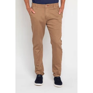 Calça Masculina Sarja Slim Andrews Polo Wear Khaki