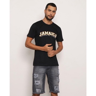 Camiseta Masculina Manga Curta Jamaica Preta