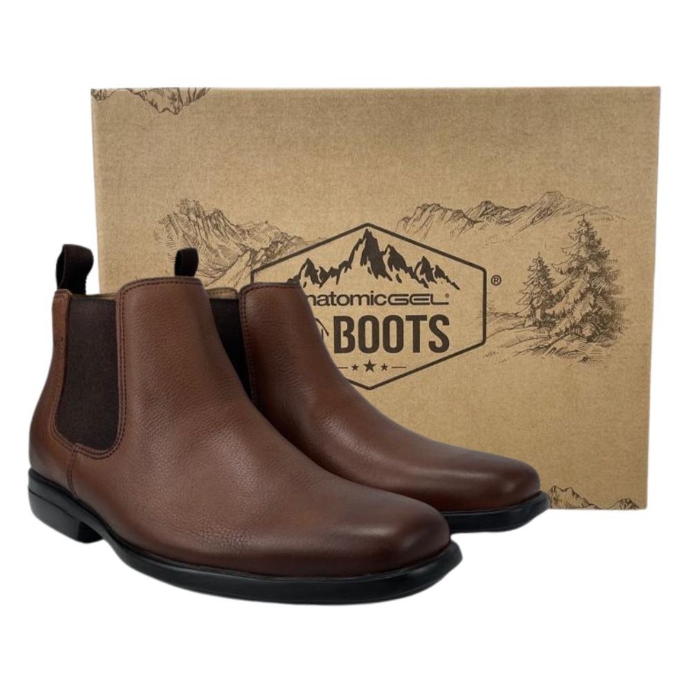 Botina Chelsea Masculina Marrom Estilo Beatles 100% Couro Anatomic