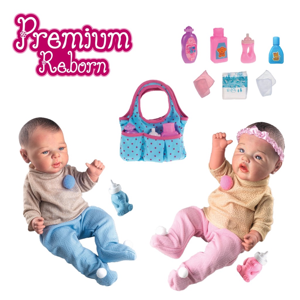 Kit Boneca Reborn Realista Gêmeos + Bolsinha de Maternidade