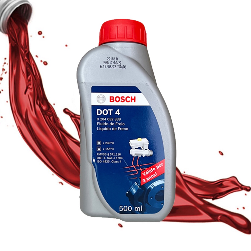 FLUIDO DE FREIO ORIGINAL DOT 4 500ML PARA CARRO E MOTO BOSCH 0204032339 ...