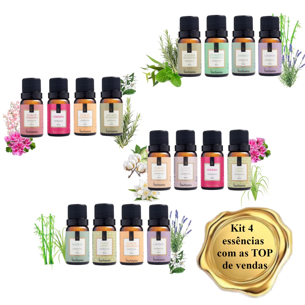 Essências TOP Mais Vendidas - Escolha seu KIT preferido com 4 Aromas ...