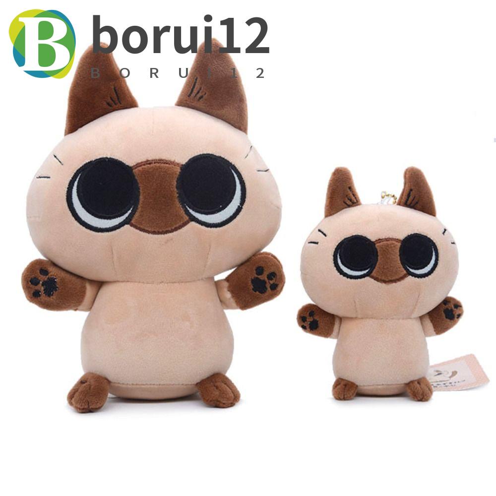 BORUIB Pingente De Pelúcia De Gato Siamês 20cm Plushie Doll Drawstring Pocket Coin Purse Animal