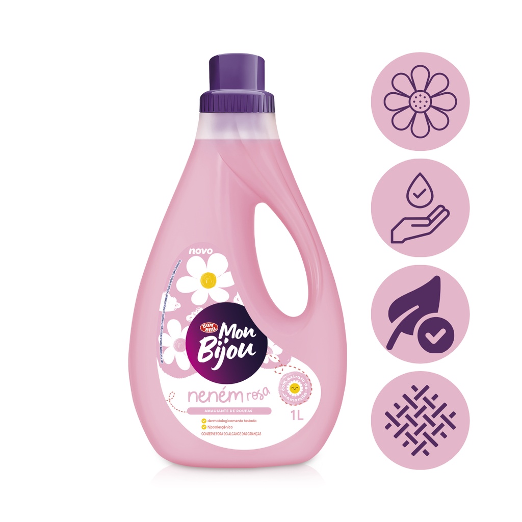 Amaciante Liquido Roupa Nenem Rosa Mon Bijou Bombril 1L | Shopee Brasil
