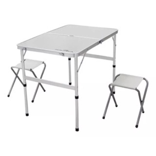 Mesa Portátil Dobrável C/ 2 Banquetas + Maleta Aluminio