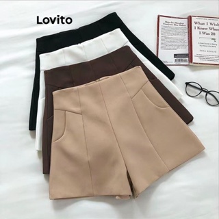 Lovito Shorts Elegantes Com Estrutura Lisa Para Mulheres LNL42163