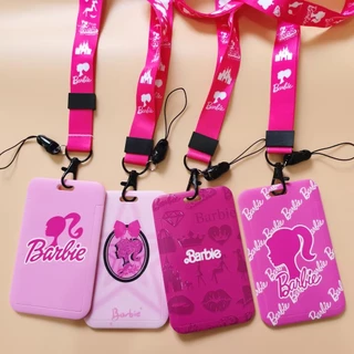 Popular Barbie Long lanyard card Sleeve Cartão De Refeição Do Estudante Campus Bonitinho Porta-Cartões Suprimentos Escolares