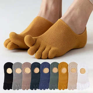Meias de Cinco Dedos Masculinas de Cor Sólida Simples e Sólidas de Boca Baixa e Respirável Meias de Boca Casual de Primavera Verão
