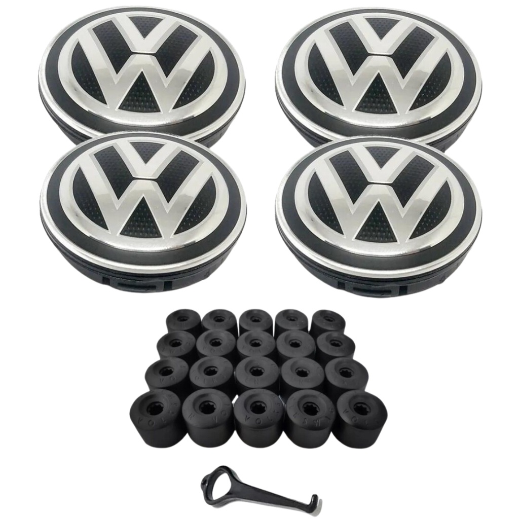 Kit 4 Calotinha Centro Roda 20 Capas Vw G6 Gol Voyage Virtus Polo Nivus ...