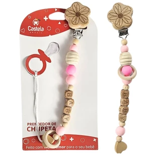 Prendedor de Chupeta Baby Miçangas Trava Clipe Livre BPA Infantil - Castela