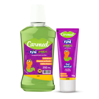 Kit 1 Enxaguante Carmed Fini Minhoca 250 ml + 1 Gel Dental Minhoca 70g em Oferta na Shopee