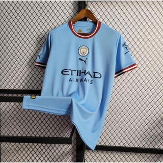 22/23 Masculina Camisa de Time City Azul Camisa De Futebol Blusa Moletom Tailandês