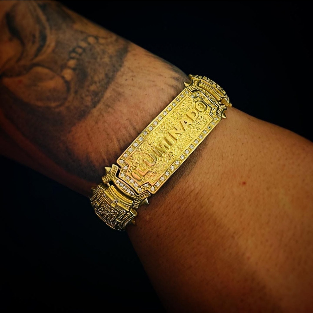 Bracelete cravejado Iluminado 100% moeda antiga