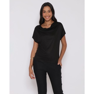 Blusa Feminina Gola Degagê Preta