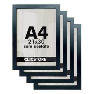 Kit 4 Molduras A4 Foto 21x30 Diplomas Certificados Qualidade Premium Acetato Quadros Decoração Arte Imagem Sala Quarto
