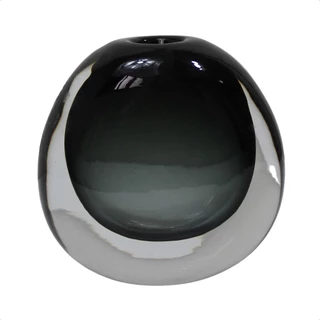 Vaso De Vidro Preto Translúcido Bicolor Decoração Enfeite