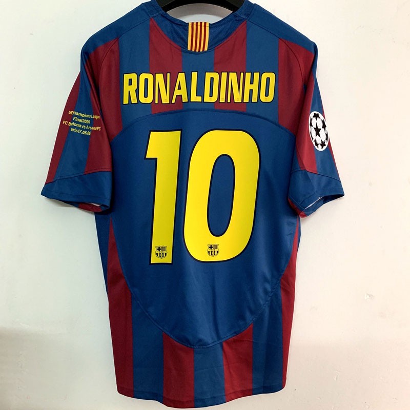 2005-06 Barcelona Home Champions League Vintage Camisa De Futebol De Alta Qualidade