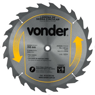 Lâmina de Serra Circular com Vídea 350x30mm 24 Dentes Vonder