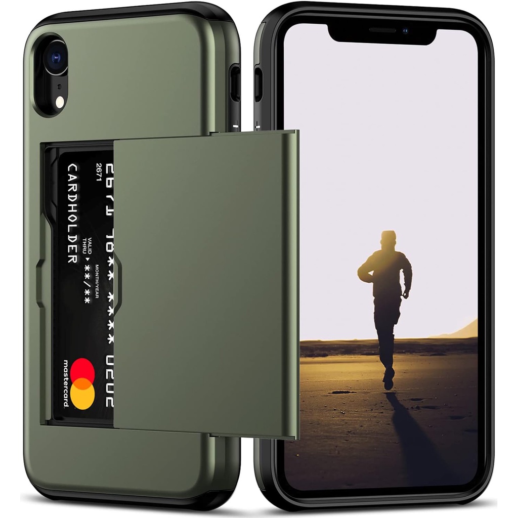 Para iPhone XR X XS Max 7 8 Plus SE2 SE3 11 Pro 12 12 Mini Estojo C/Porta-Cartões De Proteção Pesada De Dupla Camada À Prova De Choque De Carteira Escondido Slim Homens E Mulheres