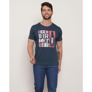 Camiseta Masculina Estampa Cerveja Marinho