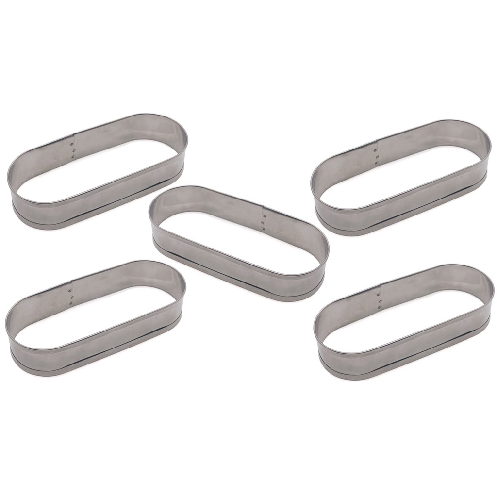 kit 5 Formas aro modelador em inox 16 cm para pão cachorro-q