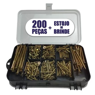 Kit 200 Parafusos Chipboard Philips + Maleta