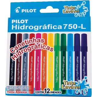 Caneta Hidrográfica Pilot Color 750-L 2.0mm Tinta Lavável Caixa com 12 Cores