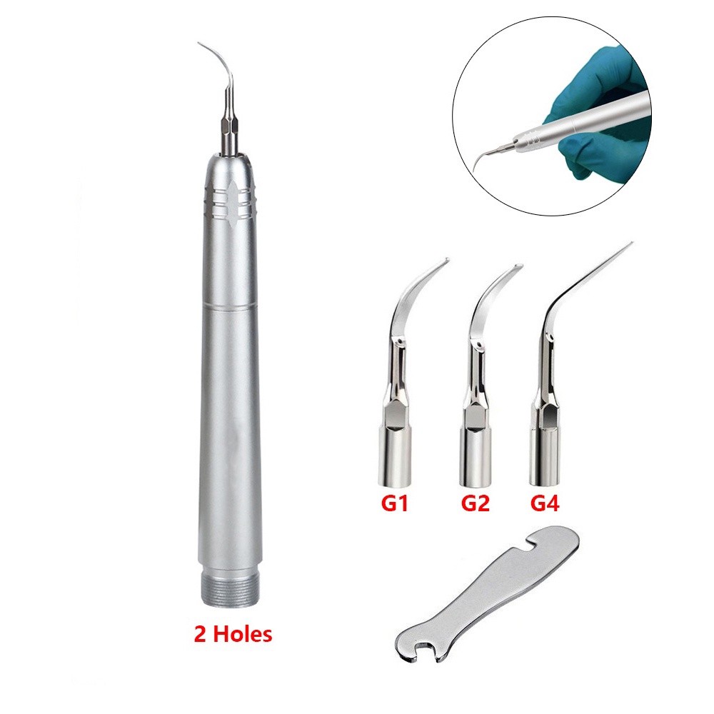 【In Stock】Justgogo 6100Hz-6600Hz Escaladores De Ar Dentais De 2 Furos Peça Manual Com 3 Pontas Ferramenta Oral