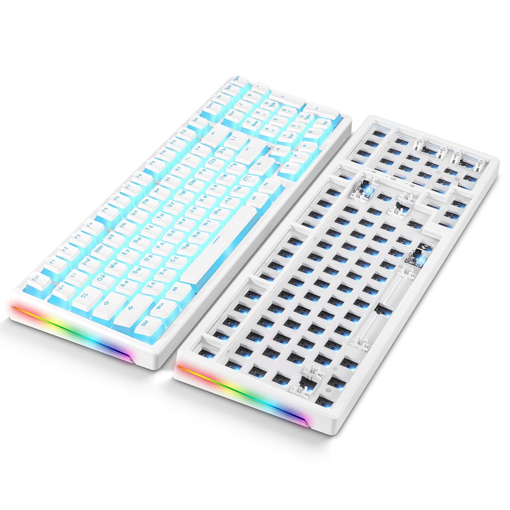 【 Adjustable RGB Color 】 MAIMOOO KX75 Personalizar Kit De Teclado 75 % Hotswap Com Luz De Fundo Completa 2.4GHz/Bluetooth Macro DIY 82 Mecânico
