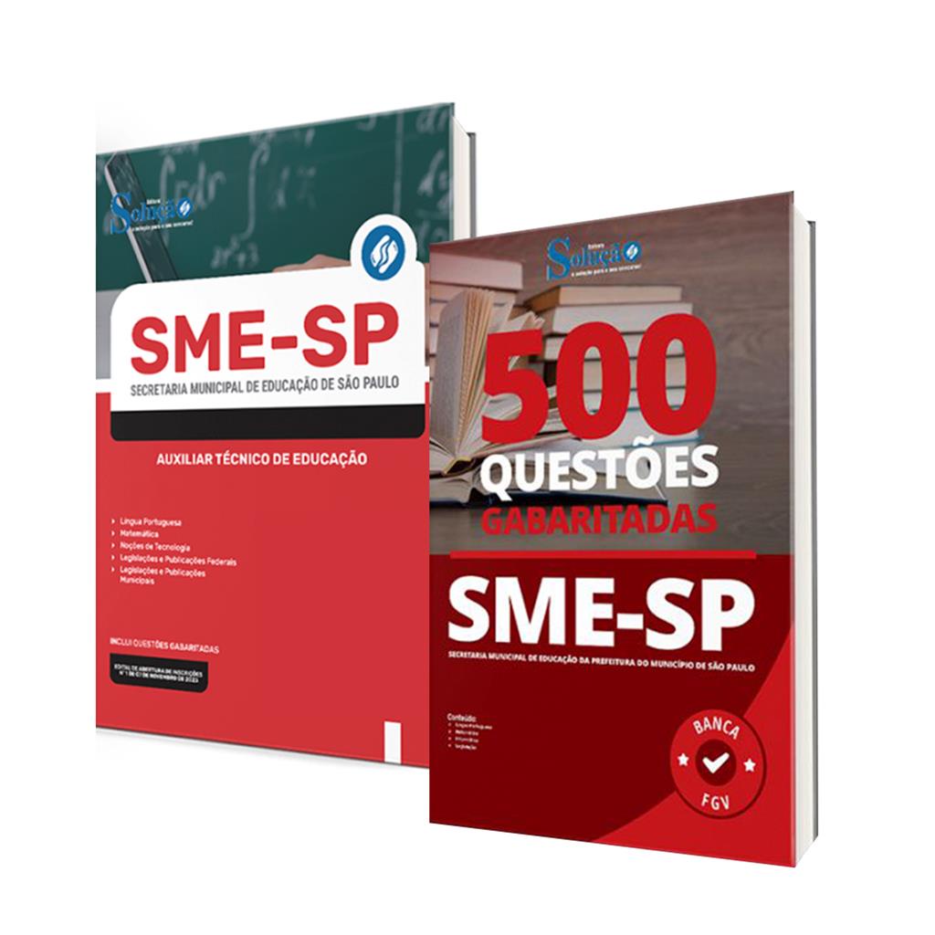 KIT SME SP Apostila Auxiliar Tecnico de Educacao + 500 Questoes ...