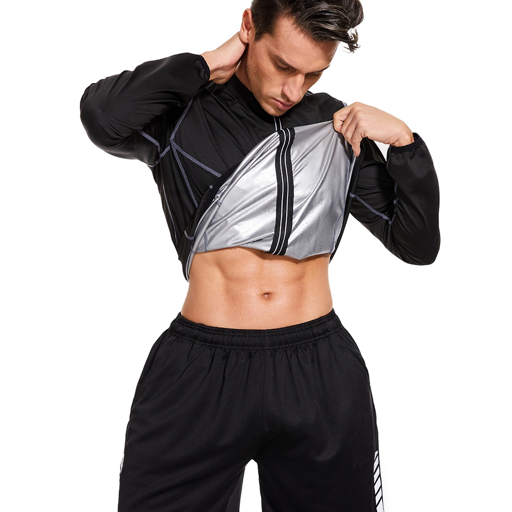 Casaco De Sauna Para Homem De Látex Saunas Suor Exercício De Perda De Peso Blusa De Compressão Treino De Jogging Tracksuit By LAZAWG