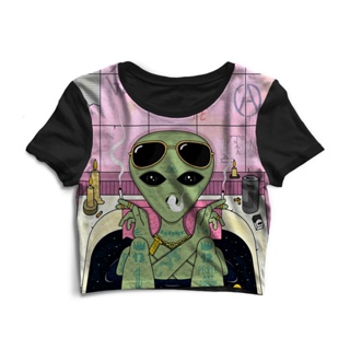 Cropped Blusinha As Braba Alien Bathtub Full Print