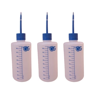 Kit 03 Pissetas Plástica Garrafa Almotolia Frasco com Graduação 125ml a 1000ml unidade Bico Reto Verde/Azul