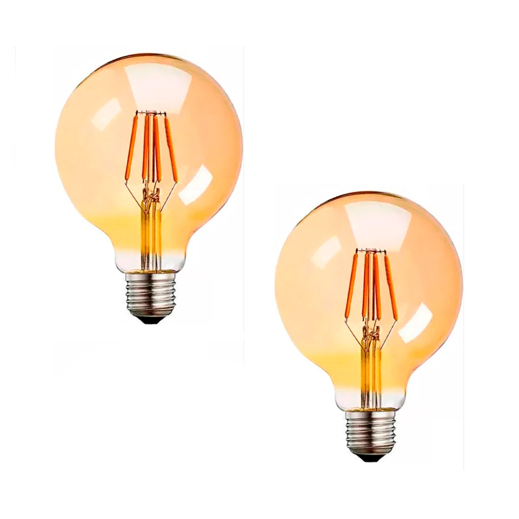 Kit 2 Lâmpada Filamento LED Globo G80 4W AMBAR 2200K BIVOLT