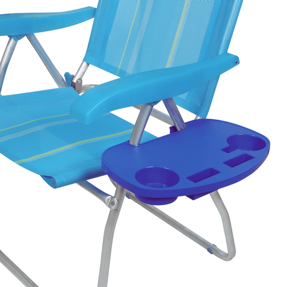 Mesa Portátil para Cadeira de Praia Suporte Azul Mor Polipropileno Porta Copo Celular Verão Praia Piscina Camping