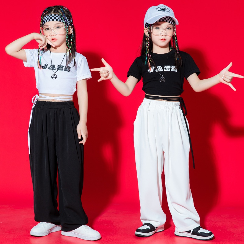 Hip hop roupas de dança para crianças vermelho outfits jazz dança