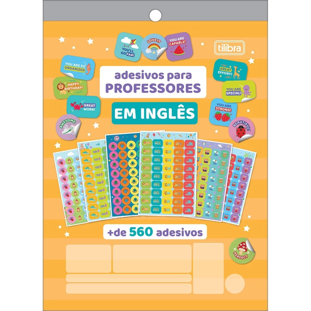 Bloco de Adesivos Divertidos Decorados para Professores de Inglês + 560 AdesivosTilibra