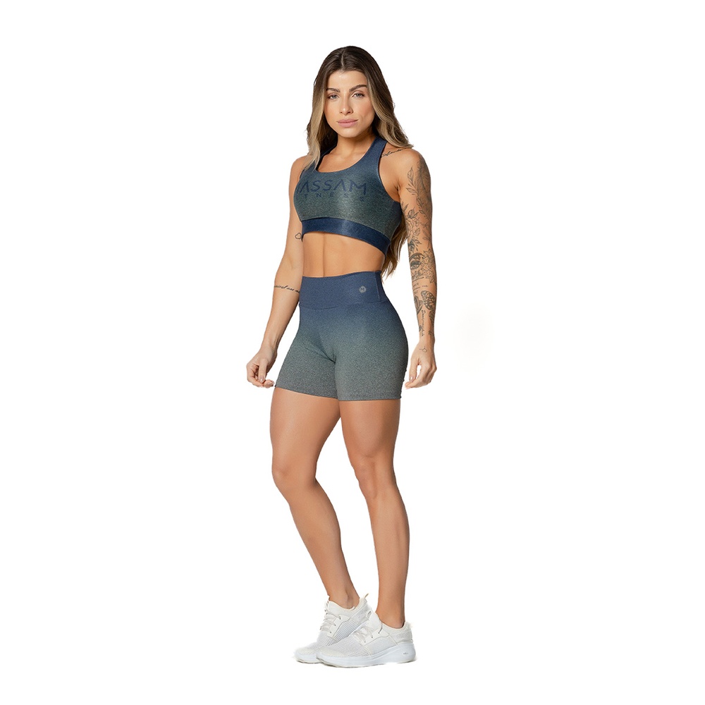 Conjunto Top Com Short Blue Massam Fitness