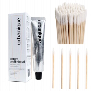 Tintura de sobrancelhas barba e pelos urbanique profissional e 100 palitos aplicadores tinta henna