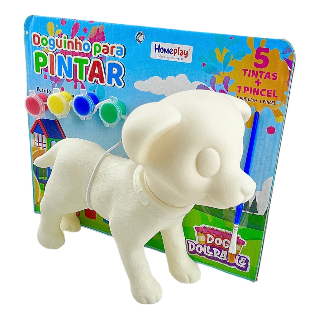 Cachorro doguinho para pintar Colorir Kit Pintura Boneco Tinta | Shopee ...