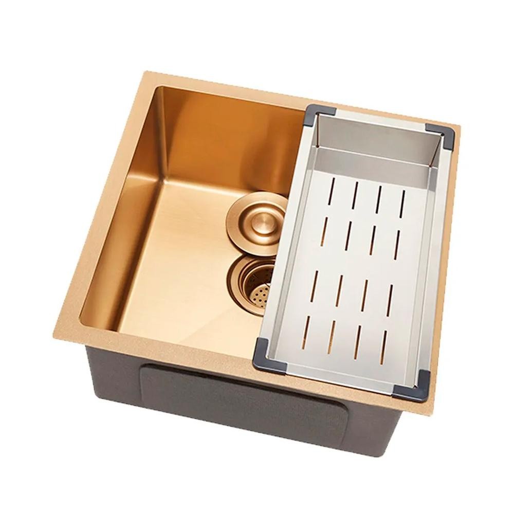 Cuba para cozinha gourmet pia aço inox com acessórios Terena 40 cm Pingoo - Dourado