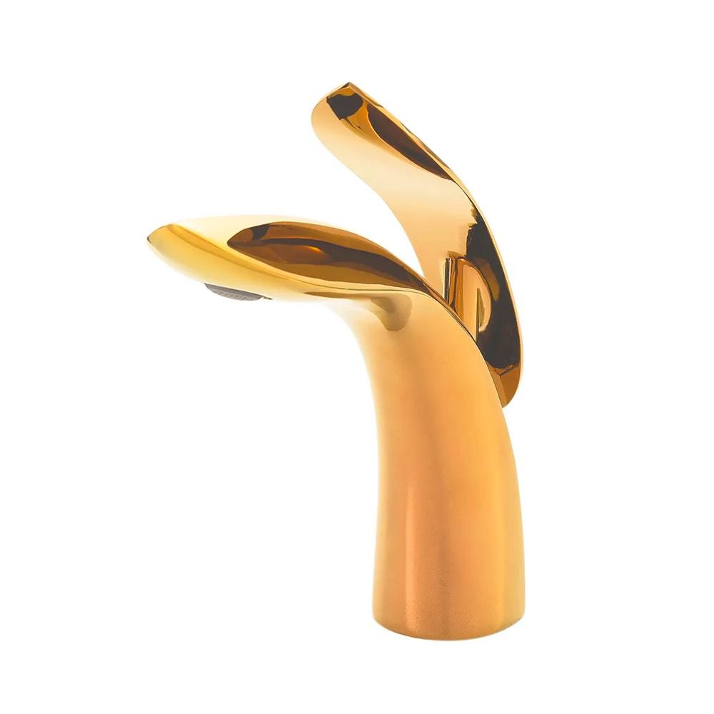 Torneira para banheiro cascata Misturador Monocomando Baixa muniz Pingoo - Dourado