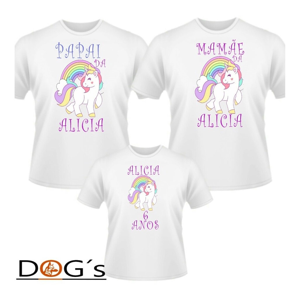 Kit Camisetas Família Aniversário Tema Unicórnio Shopee Brasil